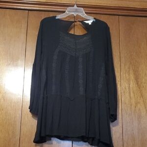 Adiva Black Lace Detail Blouse